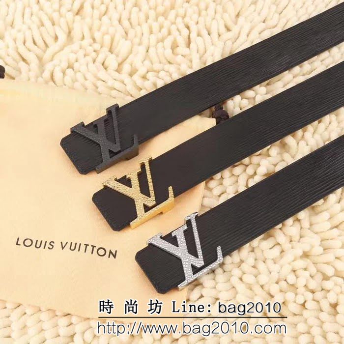 路易威登LV 字樣皮帶 E i 皮革 銀色黃銅搭扣 男士皮帶 LHG1590